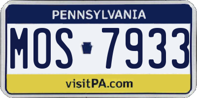 PA license plate MOS7933