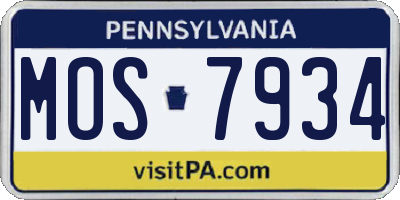 PA license plate MOS7934
