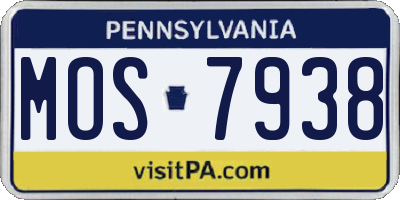 PA license plate MOS7938
