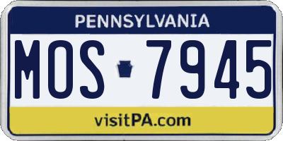 PA license plate MOS7945