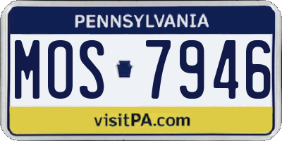 PA license plate MOS7946