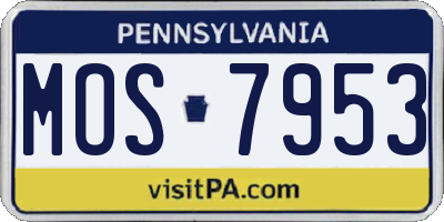 PA license plate MOS7953
