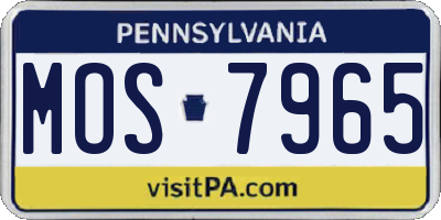 PA license plate MOS7965