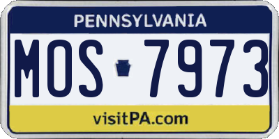 PA license plate MOS7973