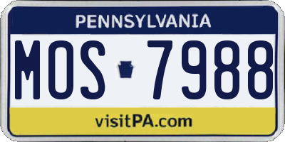 PA license plate MOS7988