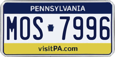 PA license plate MOS7996