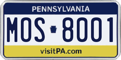PA license plate MOS8001
