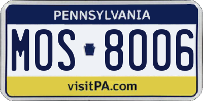 PA license plate MOS8006
