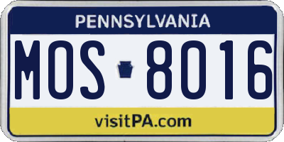PA license plate MOS8016