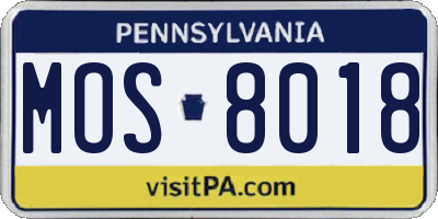 PA license plate MOS8018