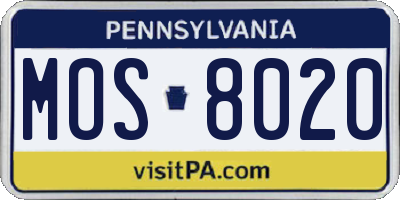 PA license plate MOS8020