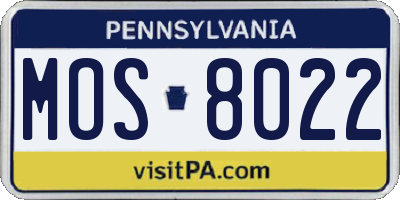 PA license plate MOS8022