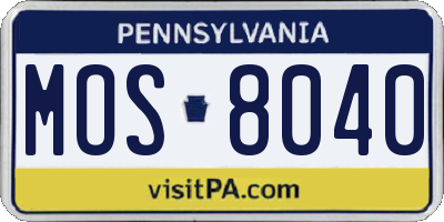 PA license plate MOS8040