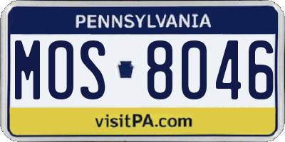 PA license plate MOS8046