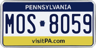 PA license plate MOS8059