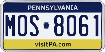PA license plate MOS8061