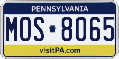 PA license plate MOS8065