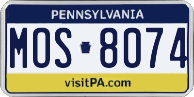 PA license plate MOS8074