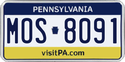 PA license plate MOS8091