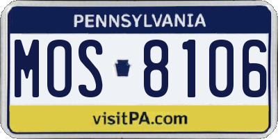 PA license plate MOS8106