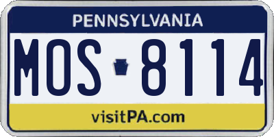 PA license plate MOS8114