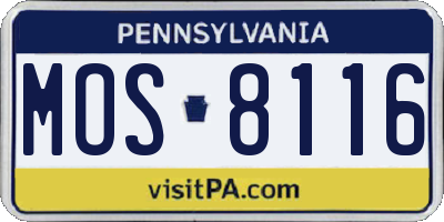 PA license plate MOS8116