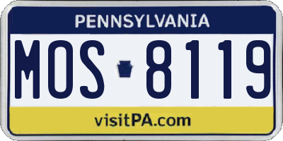 PA license plate MOS8119
