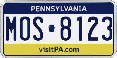 PA license plate MOS8123
