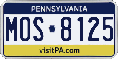 PA license plate MOS8125