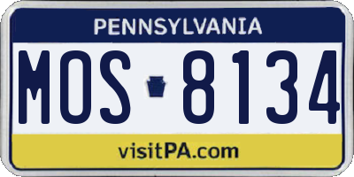 PA license plate MOS8134