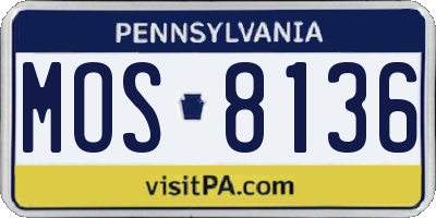PA license plate MOS8136