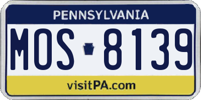 PA license plate MOS8139
