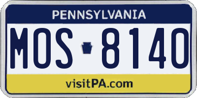 PA license plate MOS8140
