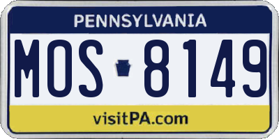PA license plate MOS8149