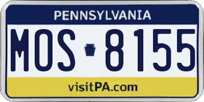 PA license plate MOS8155