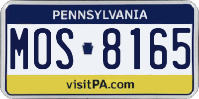 PA license plate MOS8165