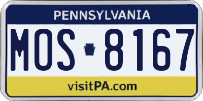 PA license plate MOS8167
