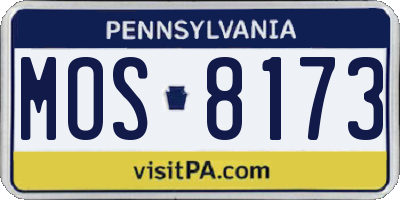 PA license plate MOS8173