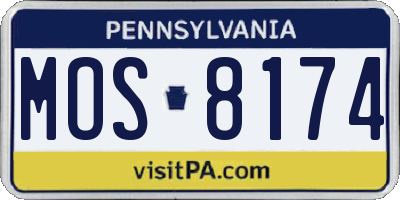 PA license plate MOS8174