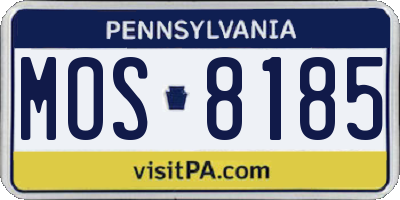 PA license plate MOS8185