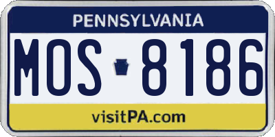 PA license plate MOS8186