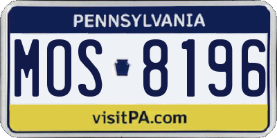 PA license plate MOS8196