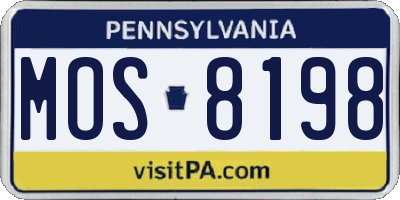 PA license plate MOS8198