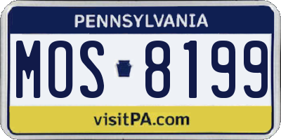 PA license plate MOS8199