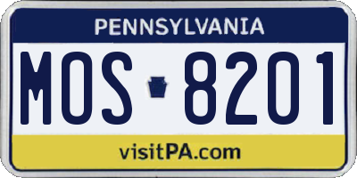 PA license plate MOS8201