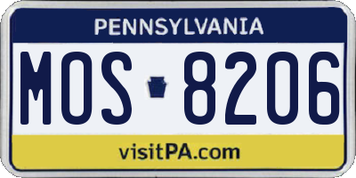 PA license plate MOS8206