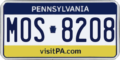 PA license plate MOS8208