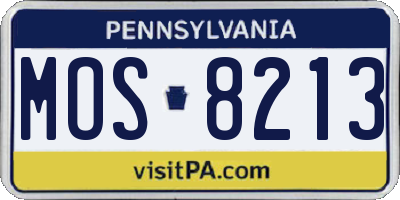 PA license plate MOS8213