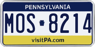 PA license plate MOS8214