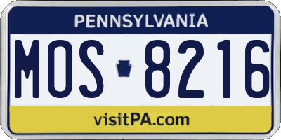 PA license plate MOS8216